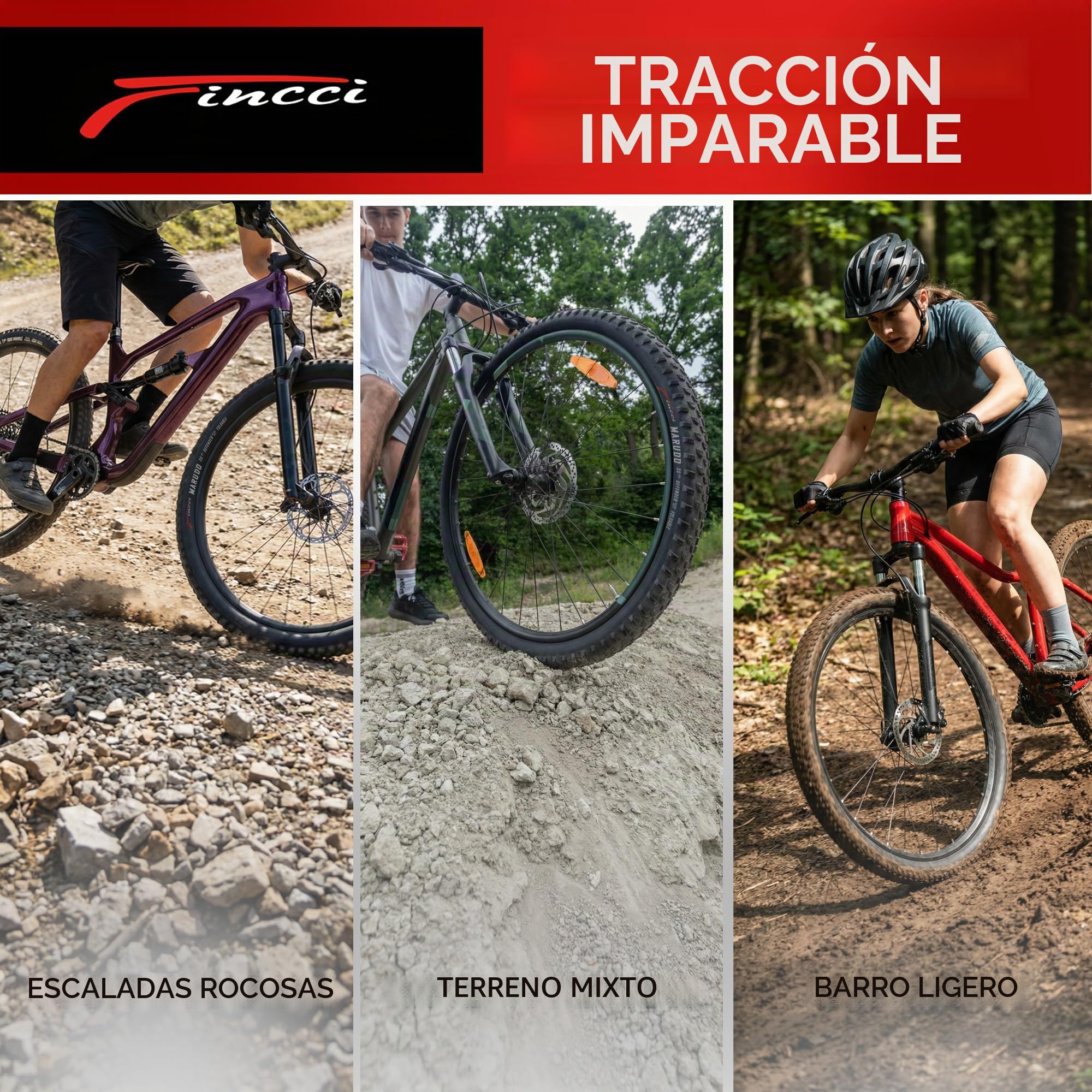 Fincci Cubiertas MTB 29 x 2.1 Pulgadas con 2X Camara de Aire 52-622 - Neumáticos Plegable 29 con 1mm Antipinchazos para Adulto, Gravel, Montaña, Eléctrica, Mountain Bike y Bicicleta Carretera