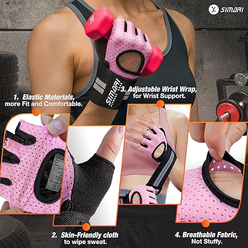 Miniatura 3 de SIMARI Guantes de entrenamiento transpirables para hombres y mujeres, guantes acolchados para levantamiento de pesas con soporte para muñecas,