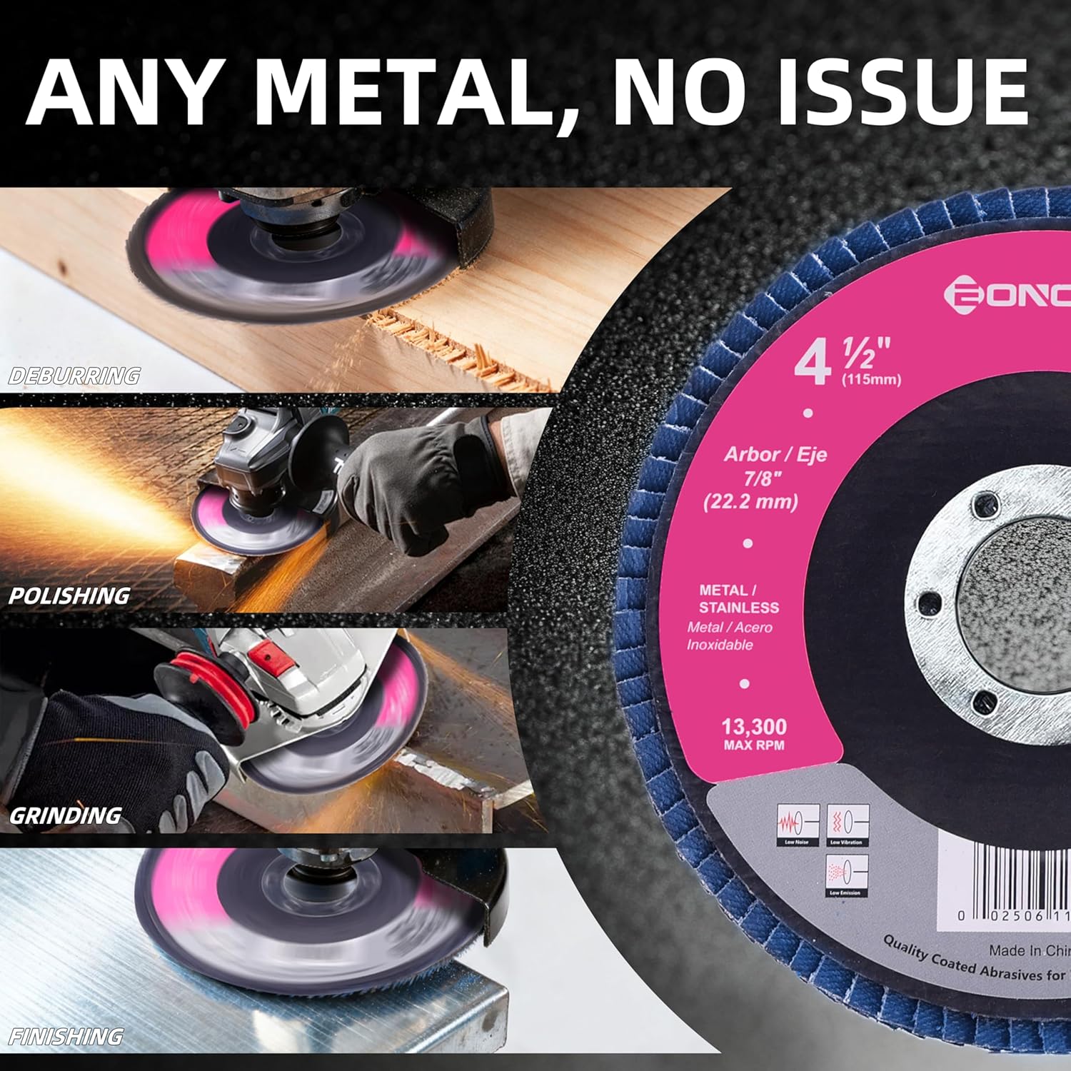 Flap Discs 4 1/2 for Angle Grinder, T27 High Density Grinding, 40/60/80/120 Grit Premium Zirconia Abrasive Grinding Wheel, Grinding and Polishing for Metal, Wood, Stainless Steel(20Pack)