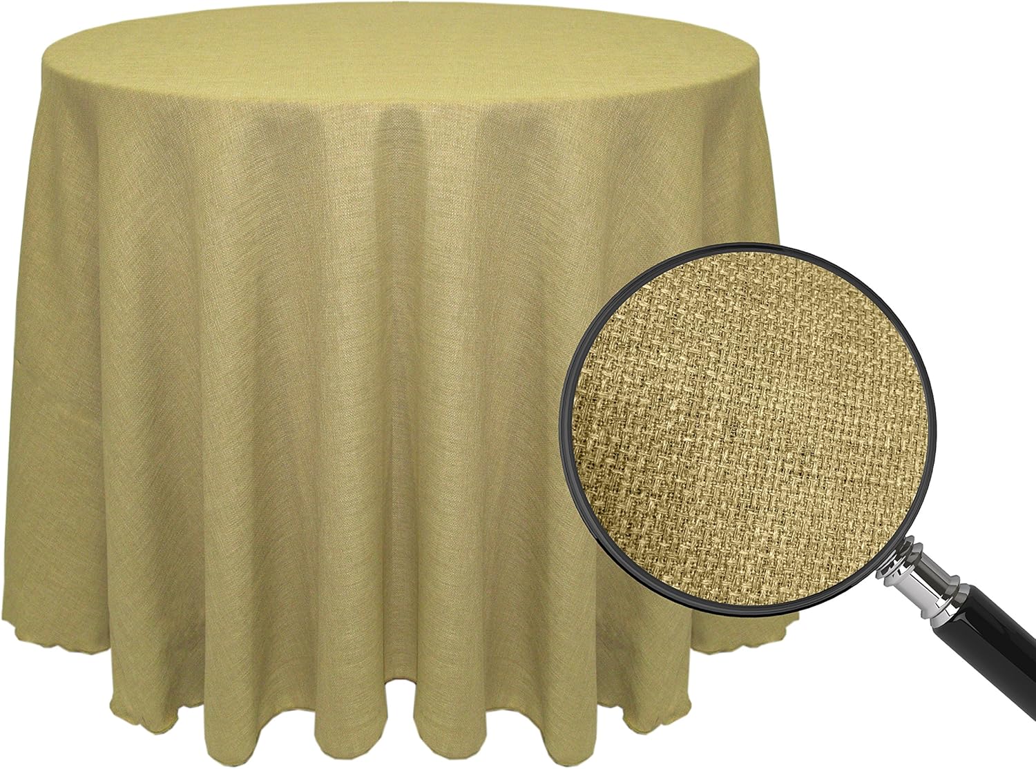 Ultimate Textile -5 Pack- Faux Burlap - Havana 120-Inch Round Tablecloth - Basket Weave, Natural