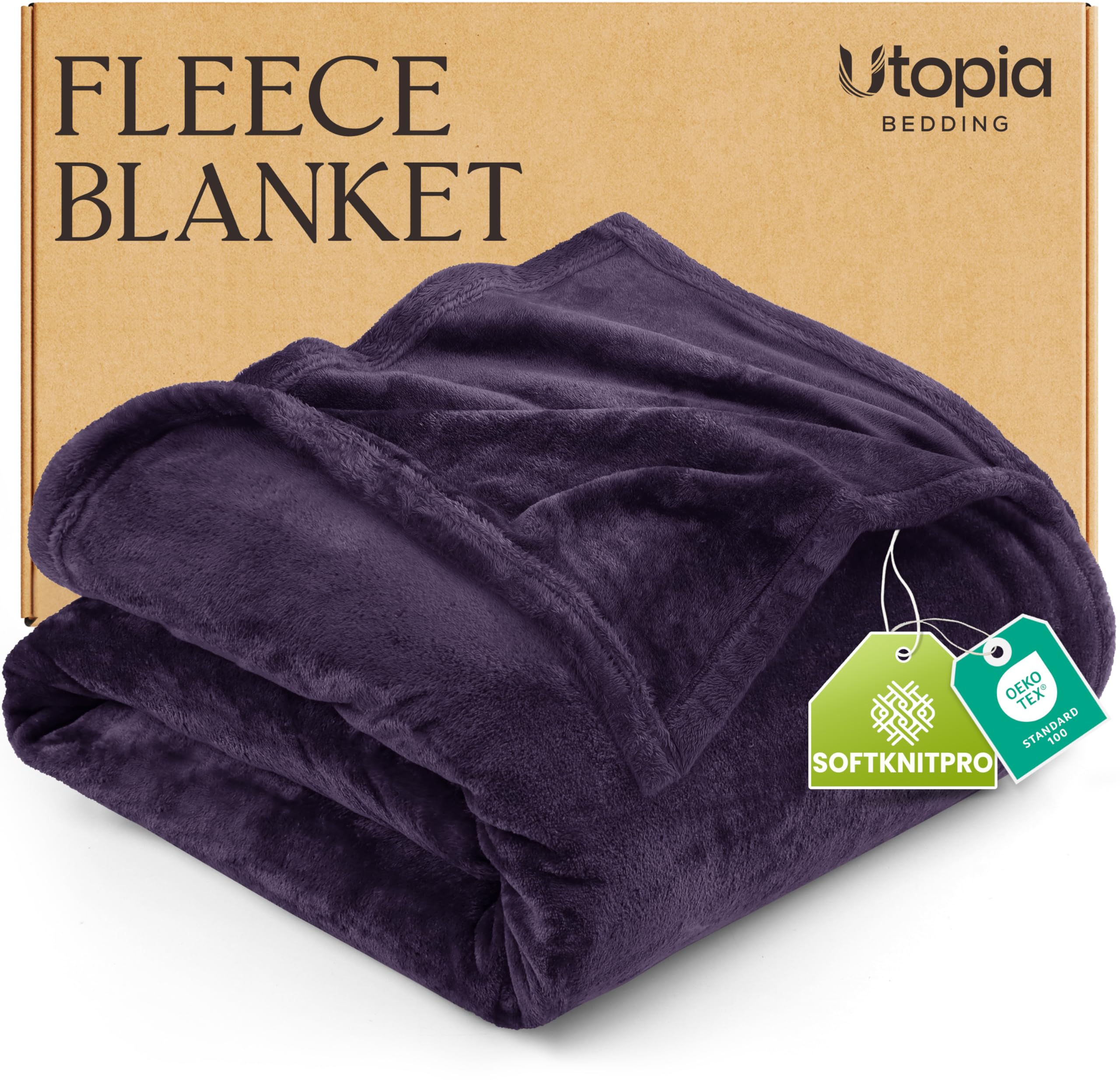 Utopia Bedding Double Fleece Blanket 150x200cm – Soft Warm Lightweight Breathable Luxury Decorative Bed Throw For Sofa & Armchairs – Cosy All Weather Fluffy Blanket Gift For Men & Women, Purple — image 1