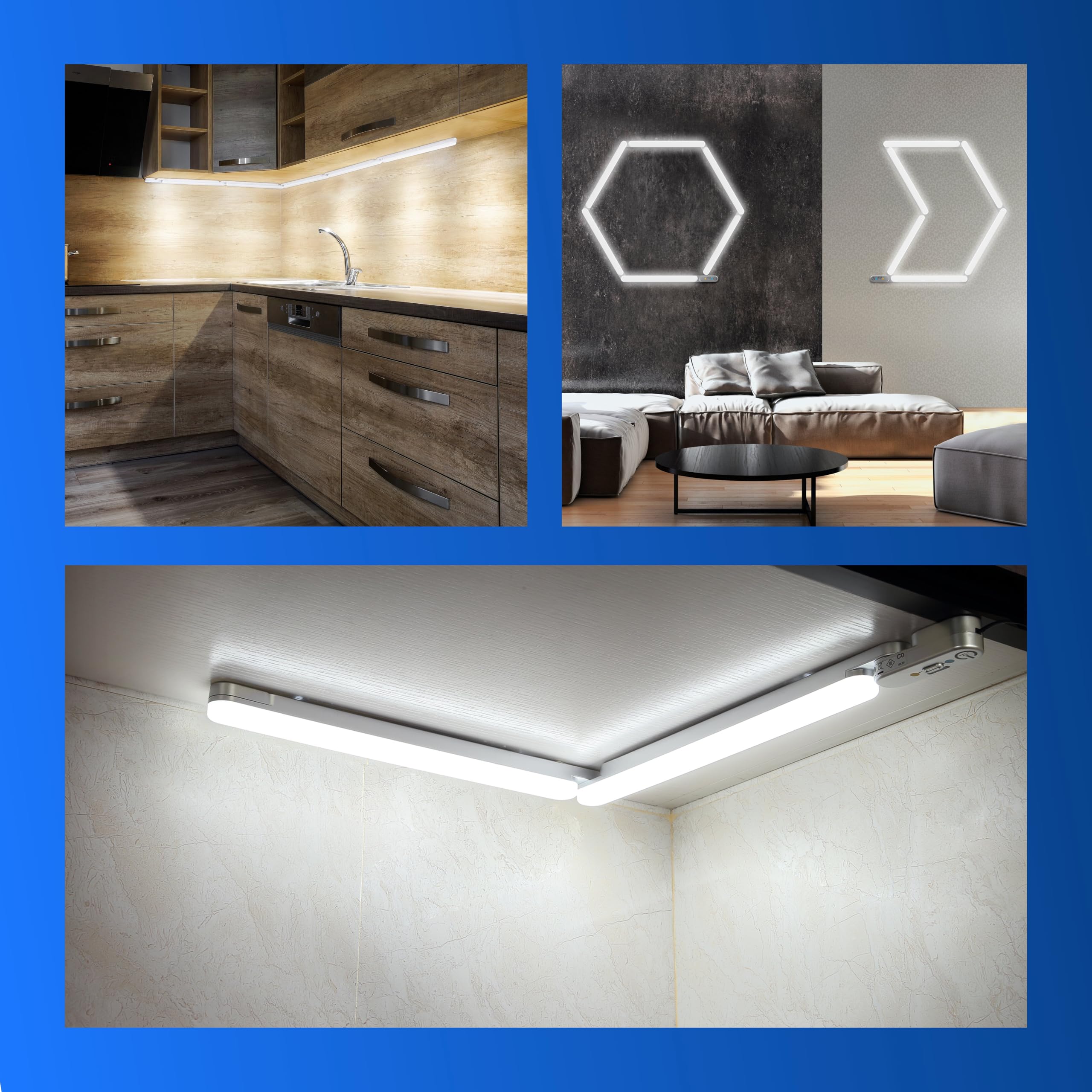 REV FlexLight - Striscia LED da Cucina espandibile, Lampada da Incasso a LED, Moderna, Pieghevole, 240°, Colore: Argento