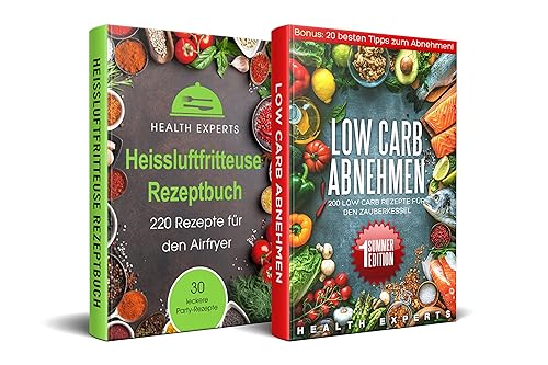 Heissluftfritteuse Rezeptbuch + Low carb Abnehmen für den Zauberkessel Box Set:: 220 Rezepte für den Airfryer &amp; 200 Low Carb Rezepte für den Zauberkessel (1)