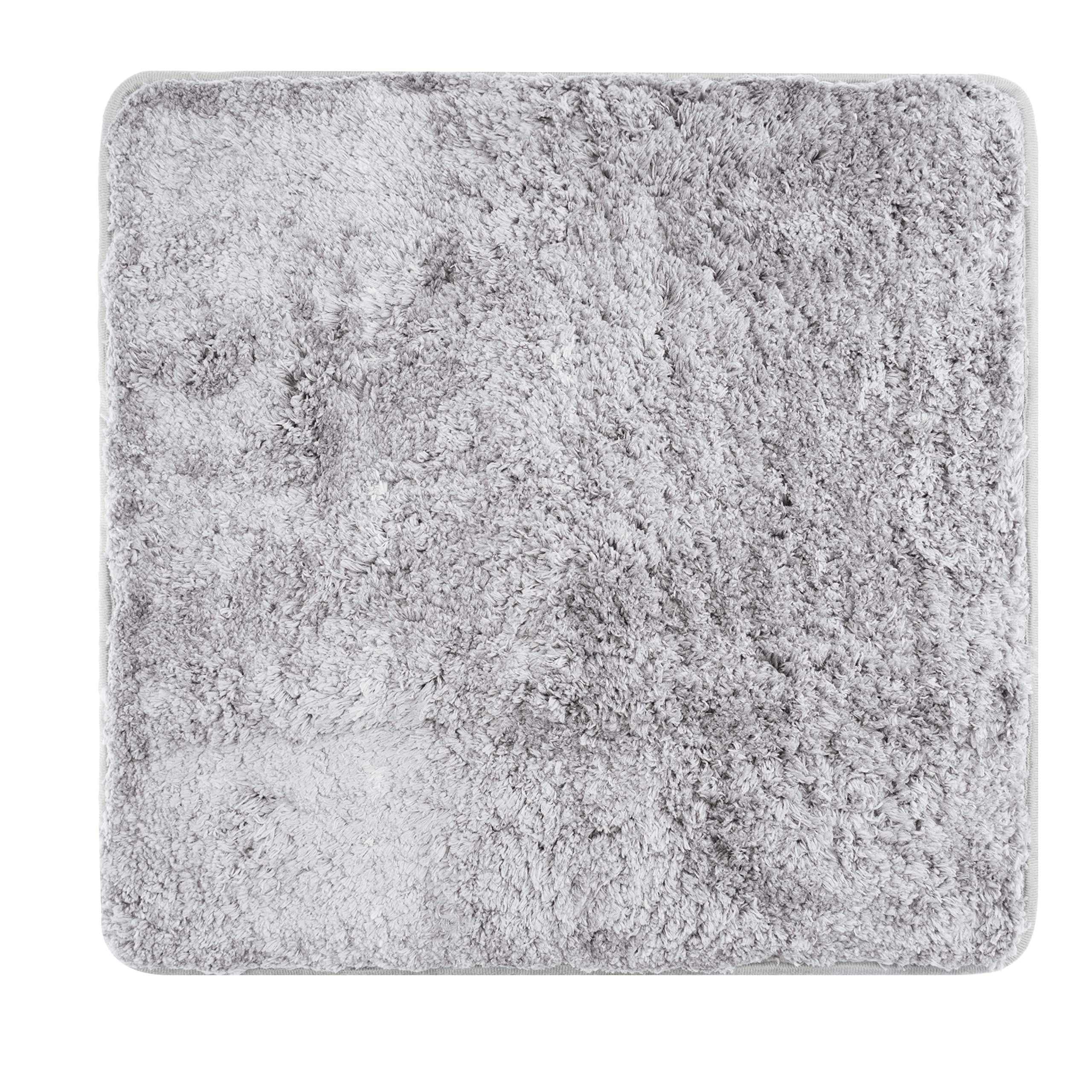 fluffy Bath Mat Made of Microfiber with Non-Slip Bottom (20 x 20 inch, Gray)