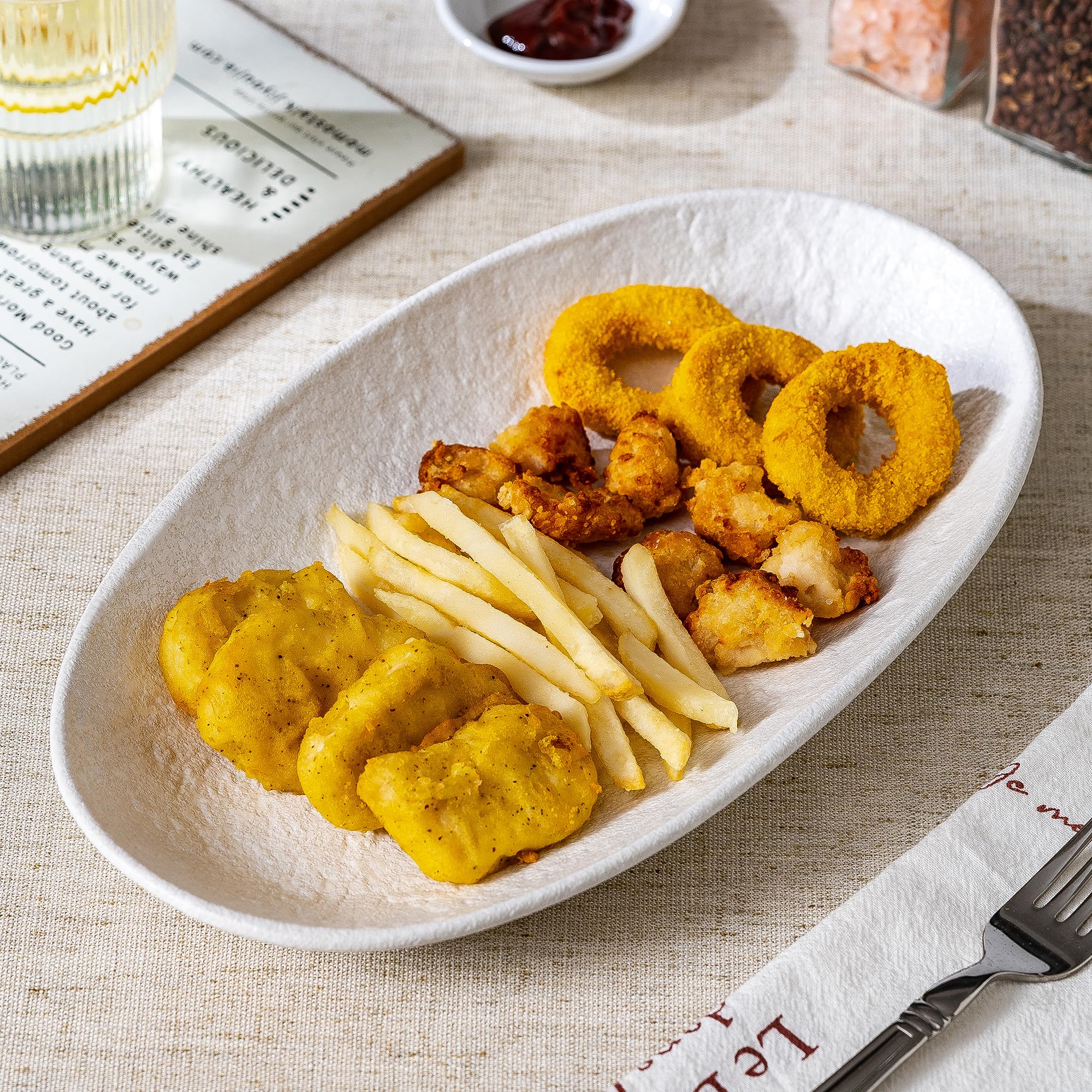 Juego de 2 platos ovalados de cerámica de 12 pulgadas, platos de servir para entretenimiento, aptos para lavavajillas y horno, vajilla de cocina para ensalada, pollo, pasta, pescado, carne de