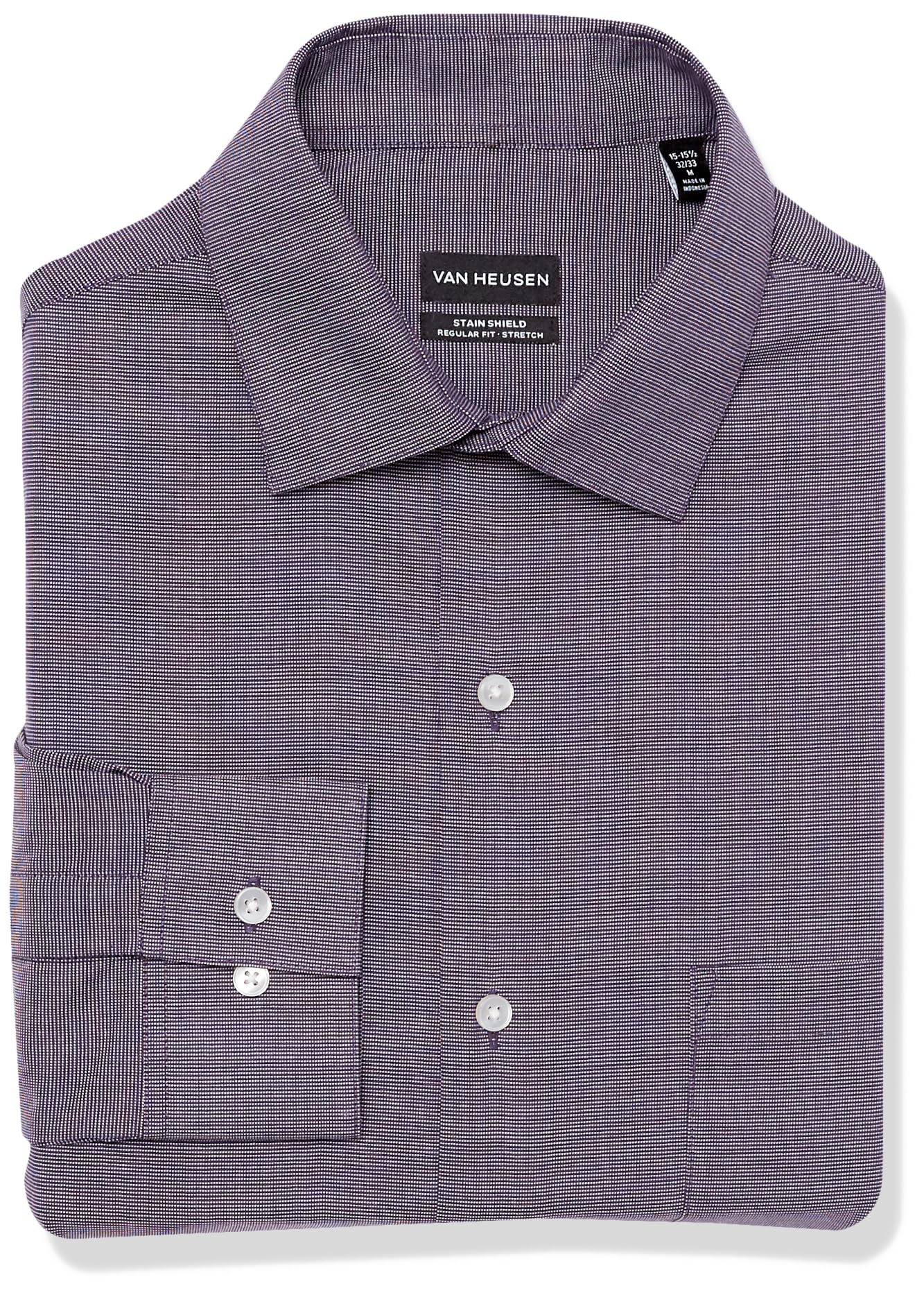 Van Heusen Dress Shirt Regular Fit Stain Shield Stretch Camicia Elegante, Opaco Uomo