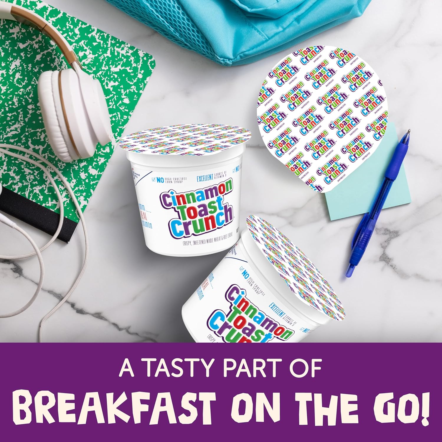 Cinnon Toast Crunch Breakfast Cereal Cup, Single Serve Cereal