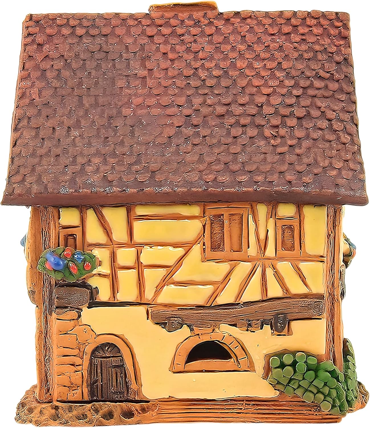 Ceramic Art Cone Incense Holder Room Decoration Handcrafted Collectible Miniature Historical Timbered House in Kaysersberg, Alsace, France R265