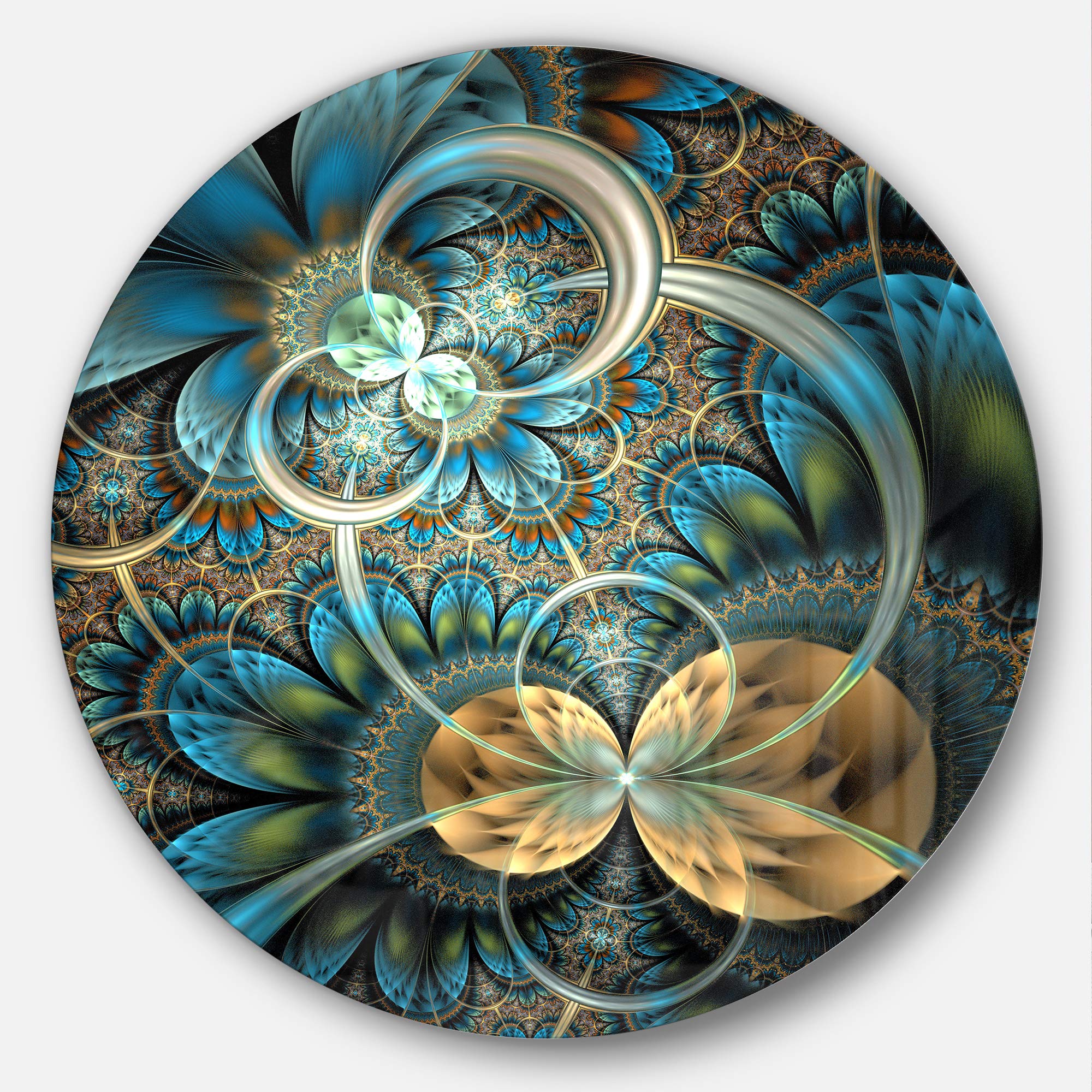 Amazon.com: Designart Symmetrical Blue Gold Fractal Flower-Digital