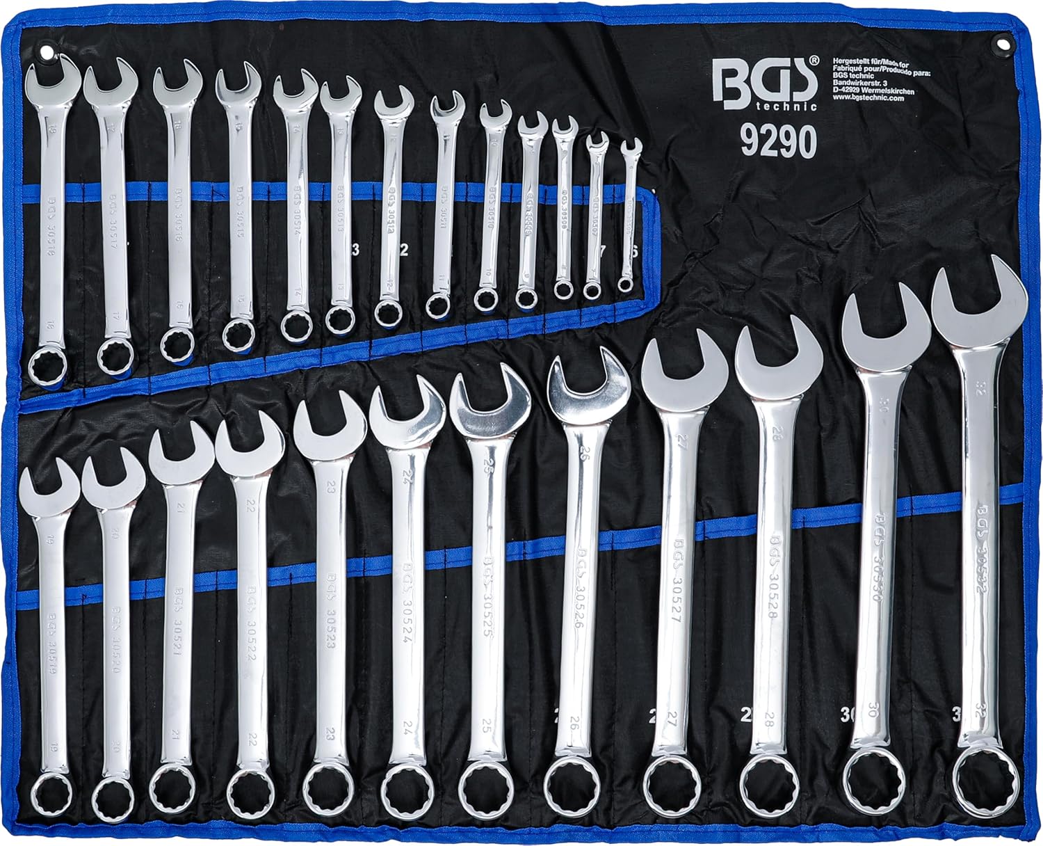 BGS 9290 Combination Spanner Set 6-32 mm High-Gloss Chrome-Plated 25 Pieces