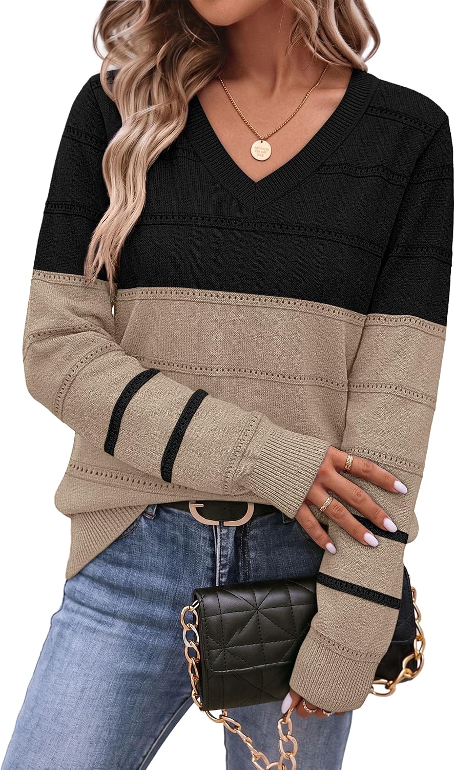  Sweaters for Women V Neck Pullover Cozy Lightweight Long Sleeve Shirts Fall Outfits Winter Clothing 2026 thumbnail
