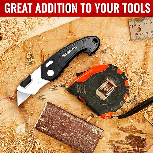 Miniatura 6 de Cuchillo de bolsillo plegable, cuerpo de plástico ABS resistente a la intemperie y al óxido, diseño ergonómico, agarre fuerte, llavero