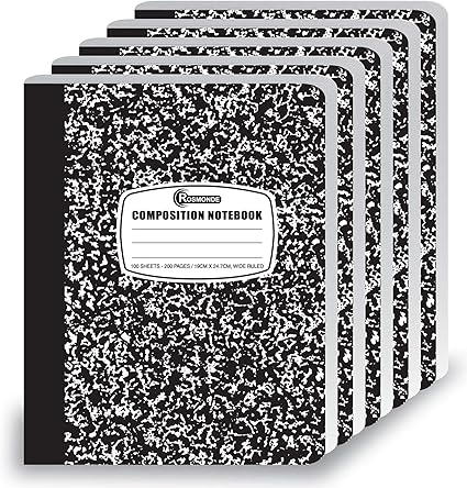 Composition Book Wide Ruled Spiral Notebook Rosmonde 5 Pack College Ruled, 200 No Bleed P S Composition Notebook
