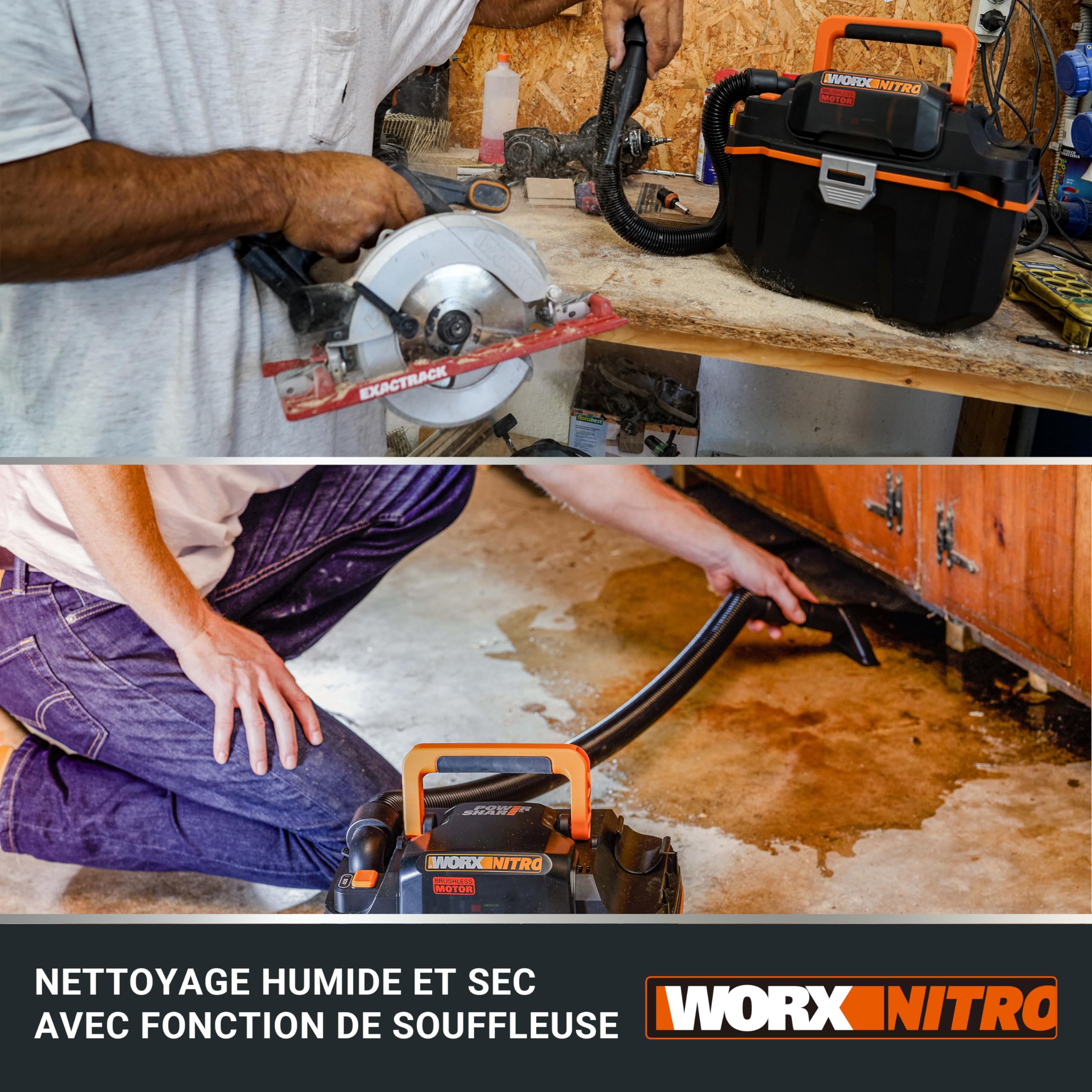 WORX Aspirateur Eau et poussières Brushless 20V WX031.9