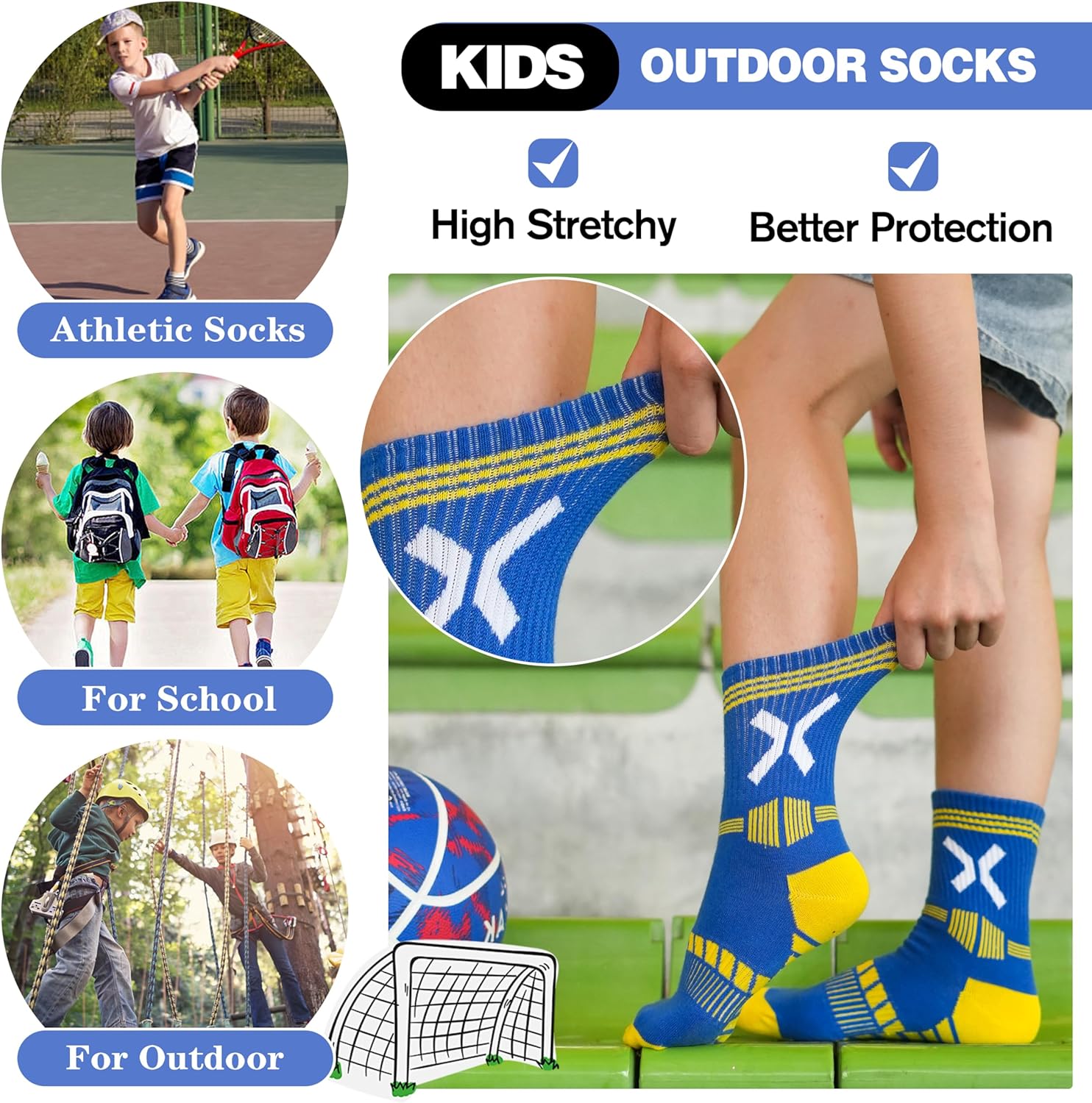 Sandsuced 6 Pairs Kids Boys Socks Athletic Basketball Sport Youth Crew Cotton Soft Breathable Socks for Outdoor - Image 5