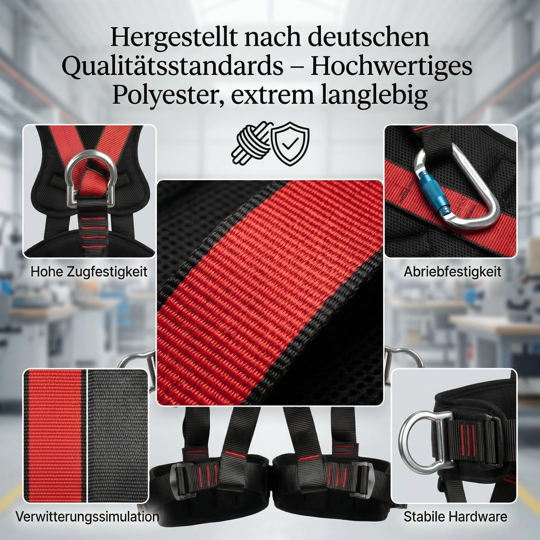 Magicbox Klettergurt Vollkörper mit Verdickter Lendenwirbelstütze – 150 kg Tragkraft Fallschutzgurt für Höhenarbeit, Dacharbeiten, Klettern und Baustelle, EN 361/358 Zertifiziert Absturzsicherungsgurt