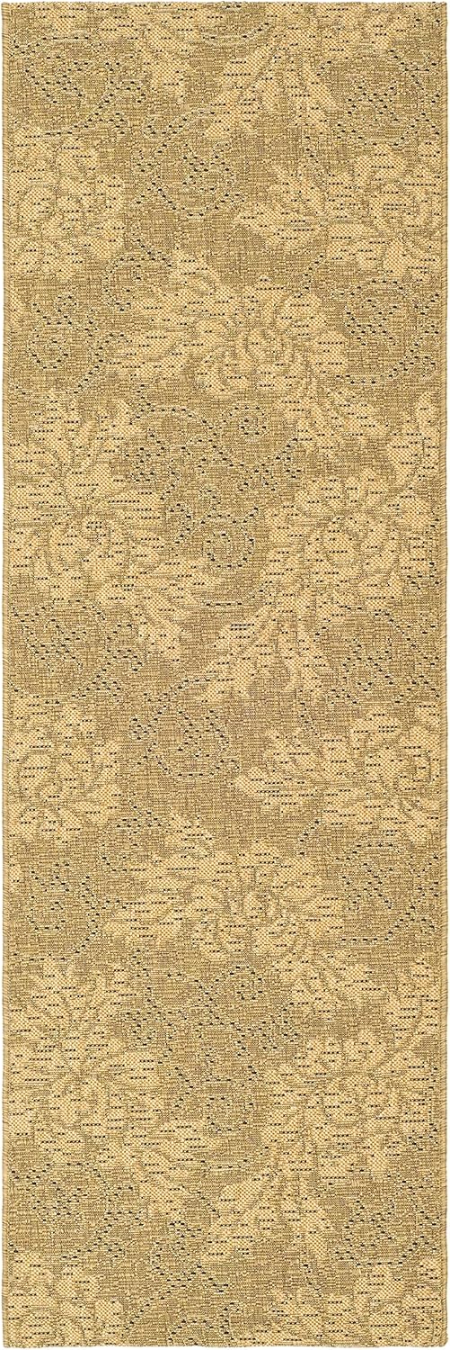 SAFAVIEH Courtyard Collection 2'3" x 6'7" Gold / Natural CY6957 Indoor/ Outdoor Waterproof Easy Cleaning Patio Backyard Mudroom Runner Rug