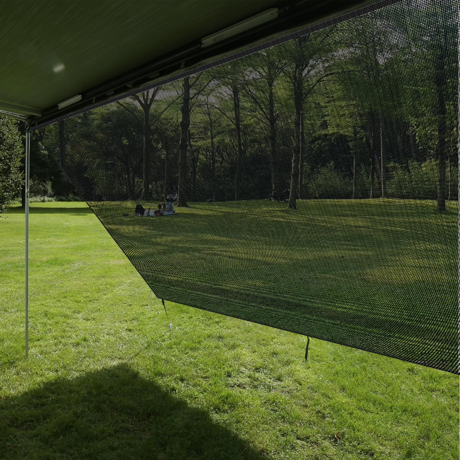 Pared Frontal para Toldo, Pared Frontal para Toldo Permeable al Viento, Protección contra el Sol y el Calor, Toldos Bloqueadores de Vista del 86%, para Caravanas, Autocaravanas - 2,43(H) x 3,05m(W)