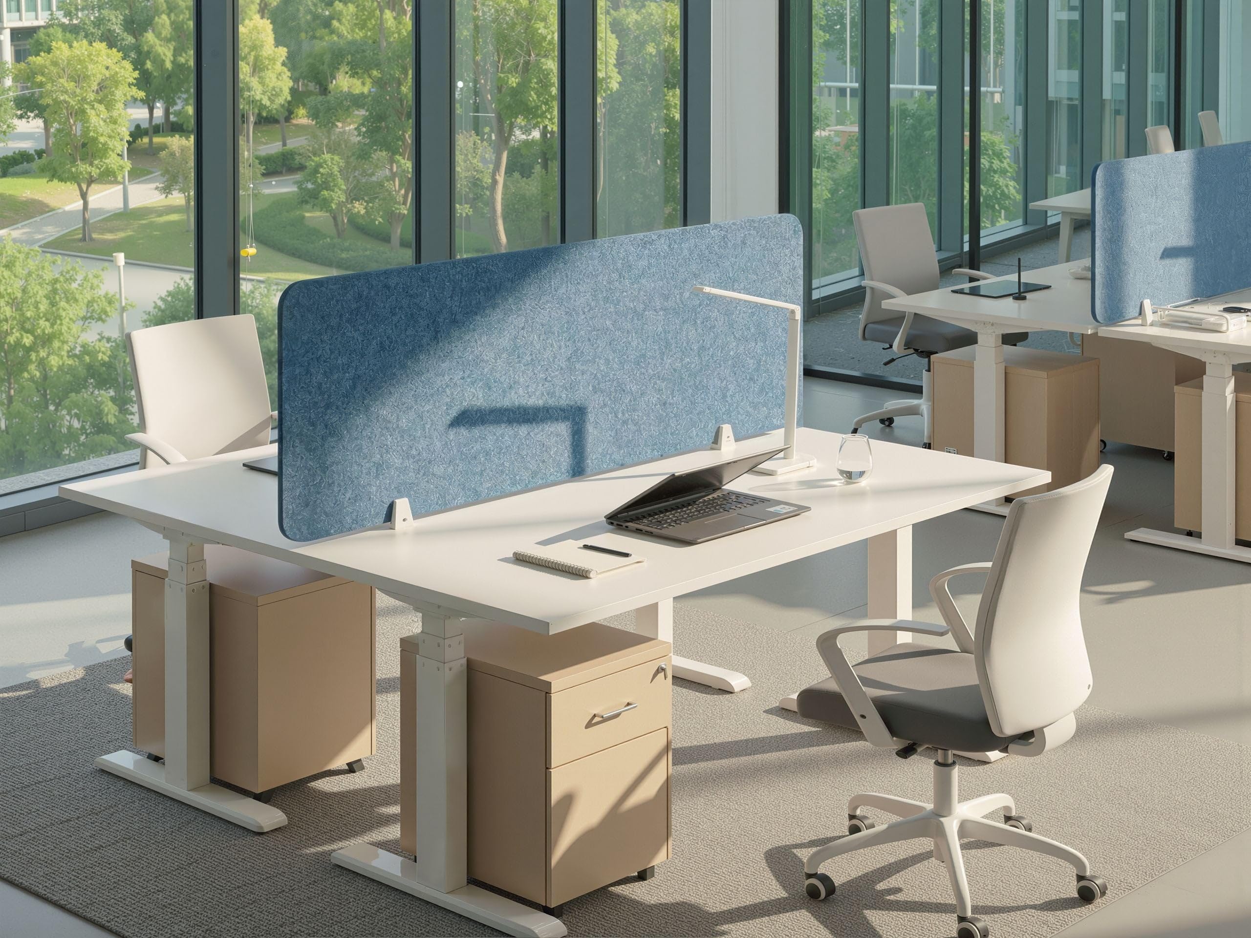 Beliani Séparateur de Bureau en Pet Acoustique Recouvert de Tissu 160 x 50 cm Bleu Split