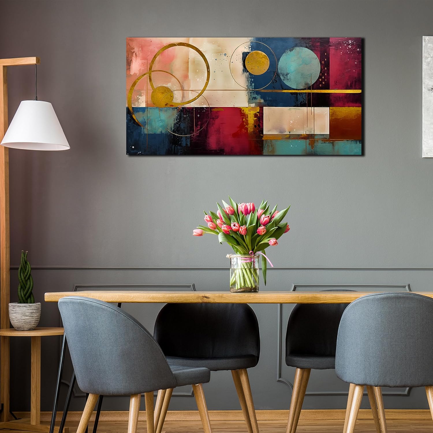 Abstract Canvas Wall Art Modern Living Room Bedroom Home Office Wall Decor Dark Color Abstract Picture Large Framed Canvas Prints Ready to Hang Size 24x48