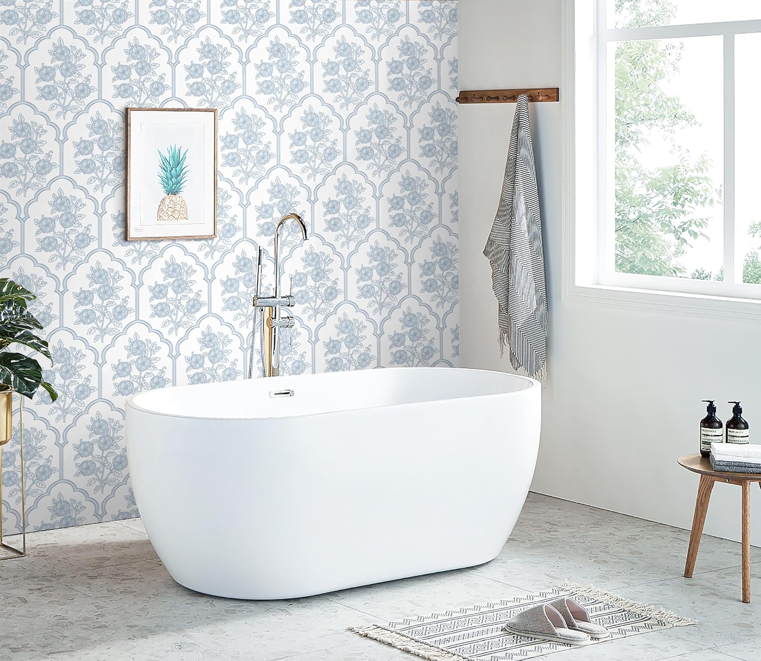 Safiyya Peel and Stick Wallpaper Beige Contact Paper Modern Floral Wallpaper Self Adhesive Removable Wall Paper for Bedroom 393" x17.3" Covering Vinyl Rolls
