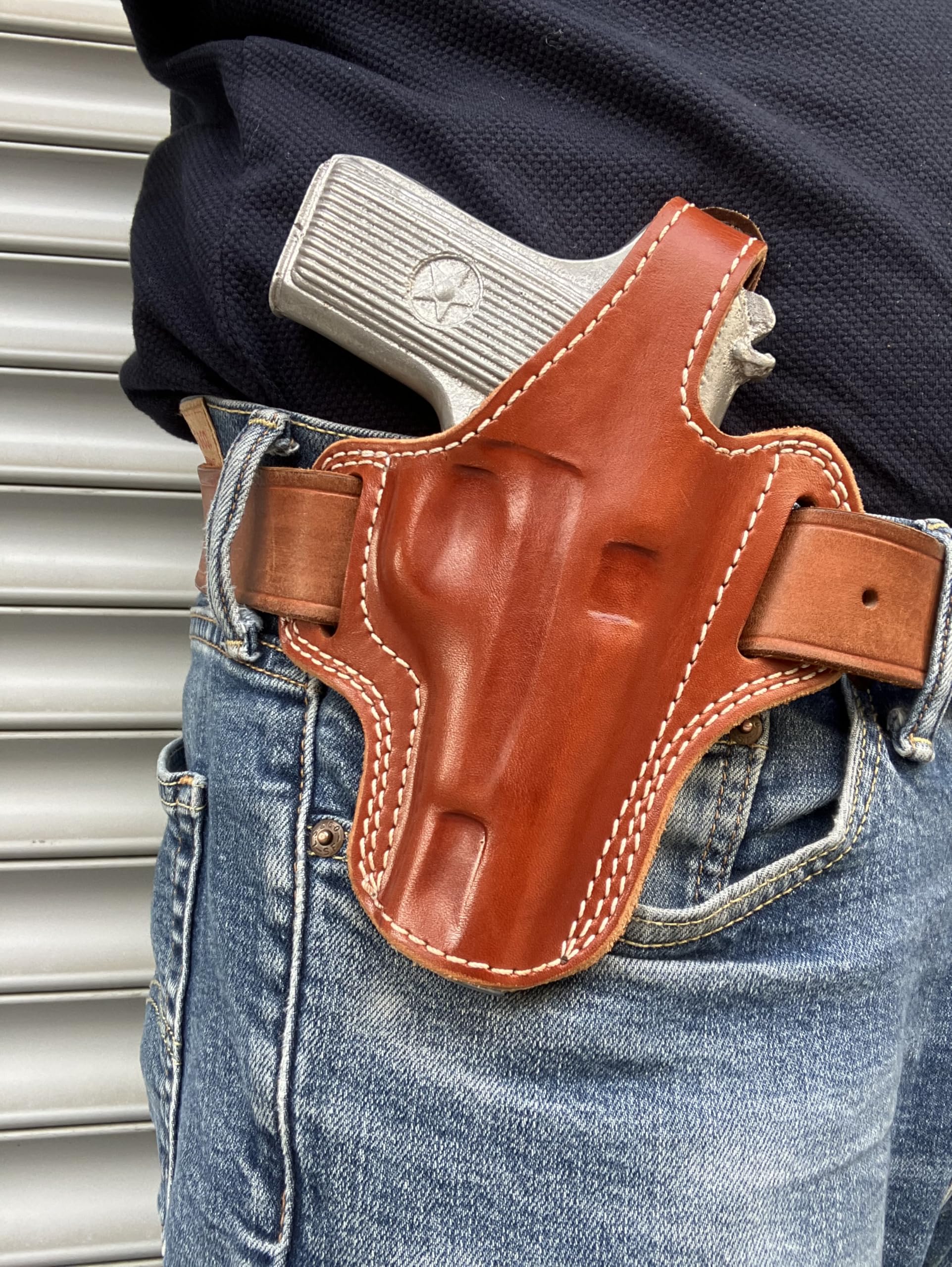 Cal38TT Tokarev TT-30,TT33,TTC,M57,M70A Leather Belt Custom Holster Tan Black