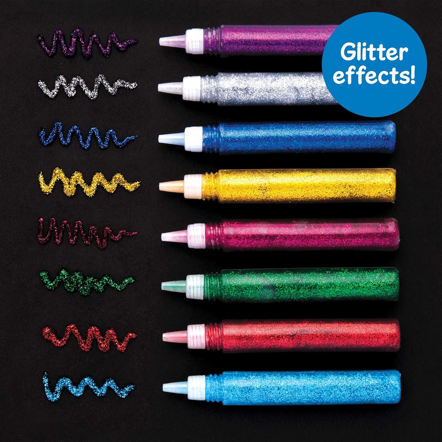 Baker Ross AR874 Glitter Glue Pens - Pack of 24, Assorted Embellishing Adhesive Great for Kids Arts and Crafts