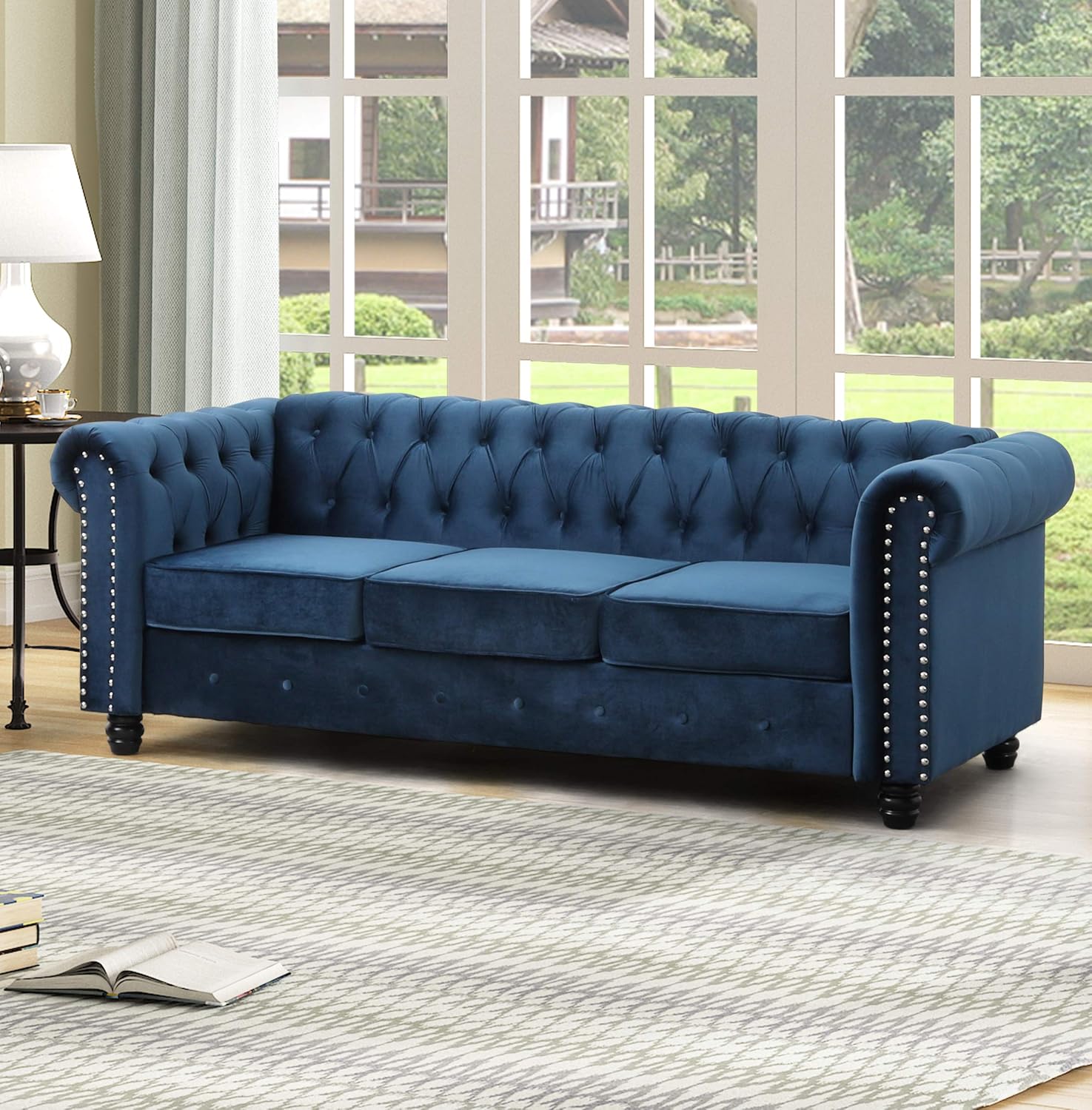Best Master Furniture Venice MidCentury Tufted Velvet