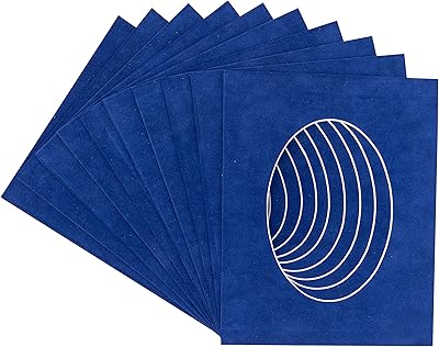 CountryArtHouse Brooke Blue Suede Acid Free 11x14 Oval Picture Frame Mat with White Core Bevel Cut for 8x10 Pictures - Fits 11x14 Frame - Pack of 1 Matboard