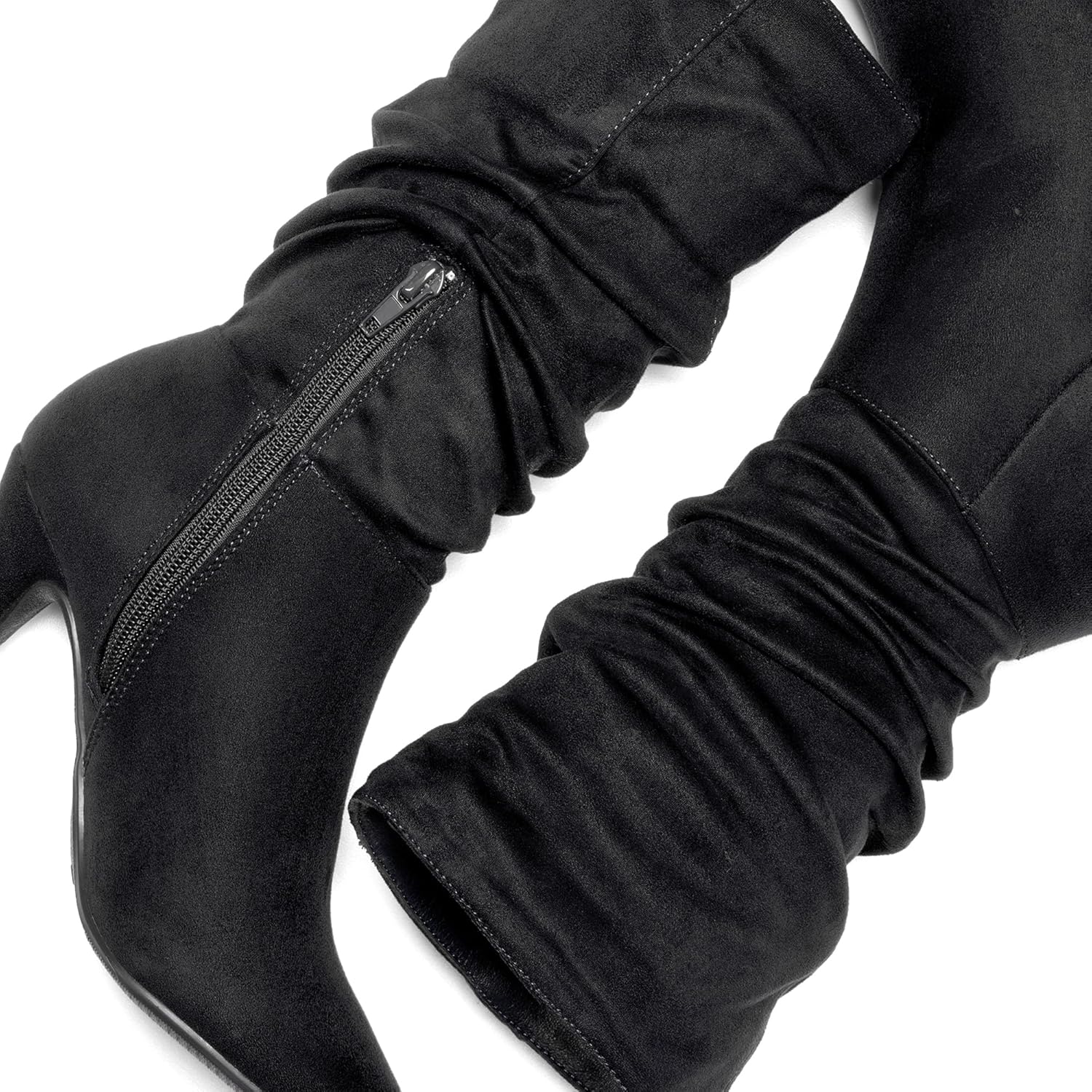 DREAM PAIRS Women's High Heel Mid Calf Boots Slouchy Pointed Toe Fall Boots - Image 2