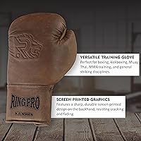 Vista 5 de Ring Pro Leather Lace-Up Cracker Boxing Gloves, for Training, Sparring, and Heavy Bag Work, Boxing, MMA, Kickboxing, Muay Thai, for Men and Women