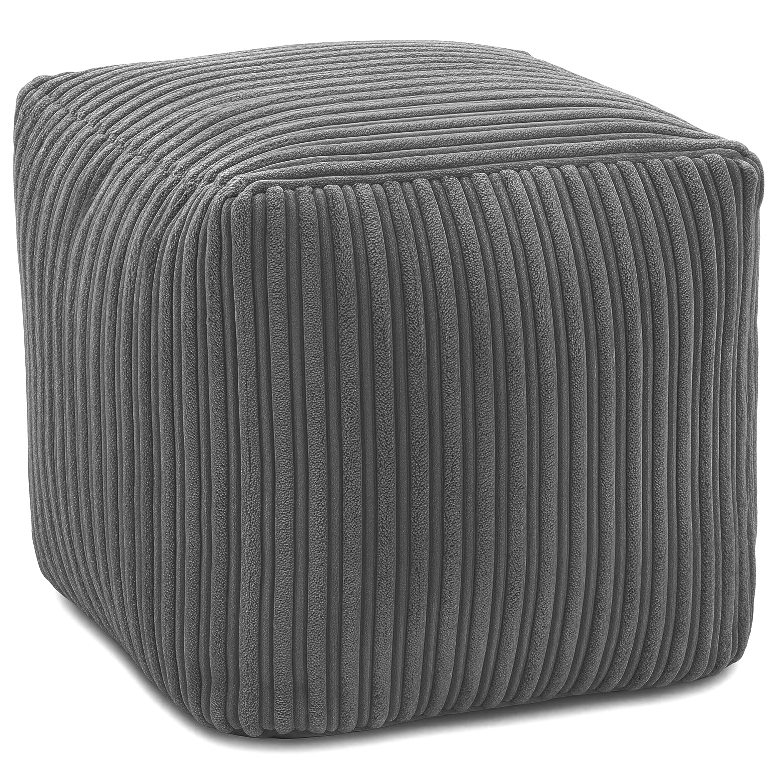 KISAA Living Cozy Jumbo Cord Footstool Bean Bags, Stylish & Durable Jumbo Cord Square Foot Rest Pouffe Beanbags, Durable & Comfortable (Square (40x40x40cm), Charcoal)