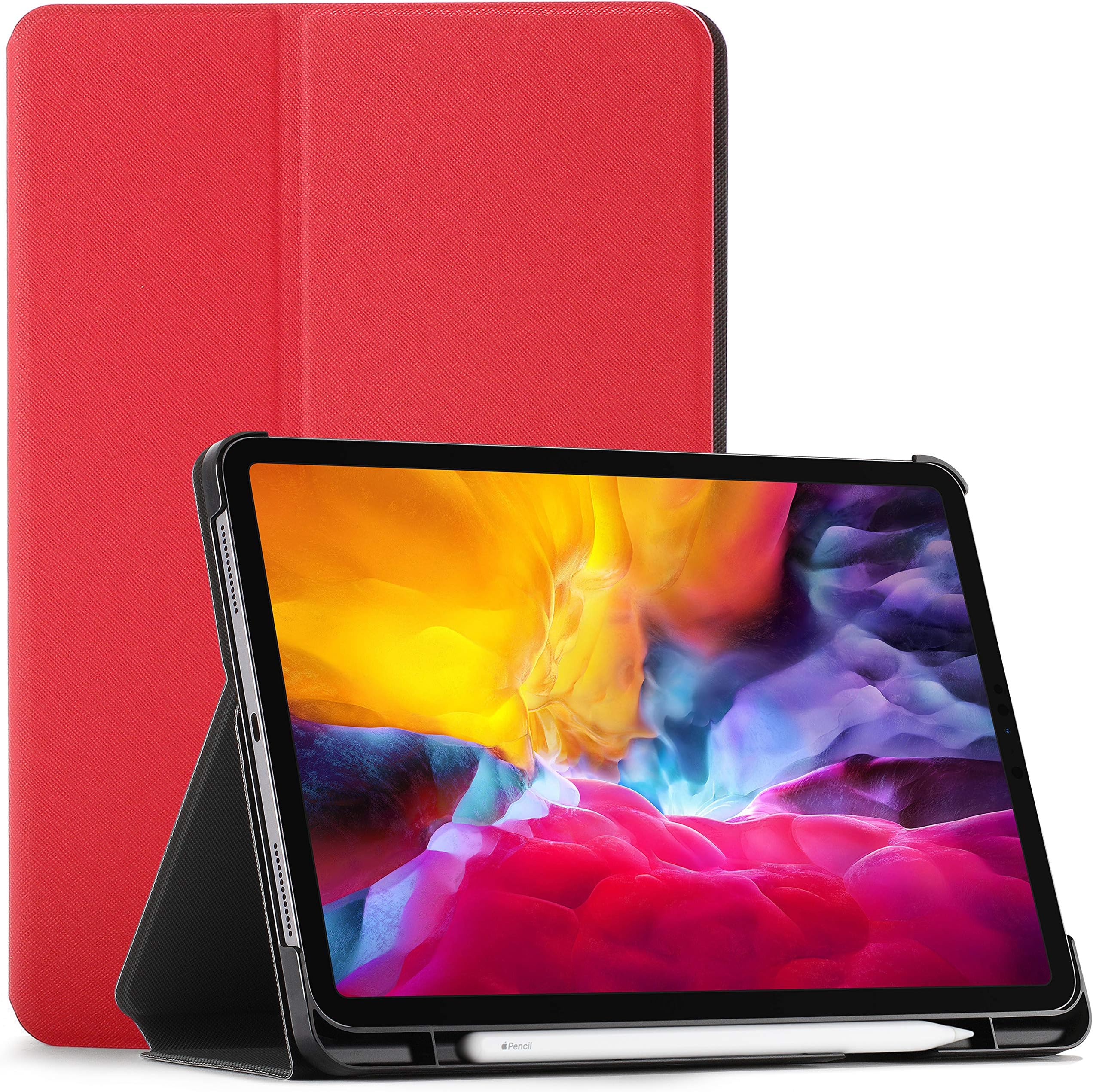 FOREFRONT CASES FC Cover for iPad Pro 11 2020 - Protective Apple iPad Pro 11 Case Stand with Pencil Holder - Red - Slim, Smart Auto Sleep-Wake, iPad Pro 11-inch 2020 (2nd Generation) Case, Cover