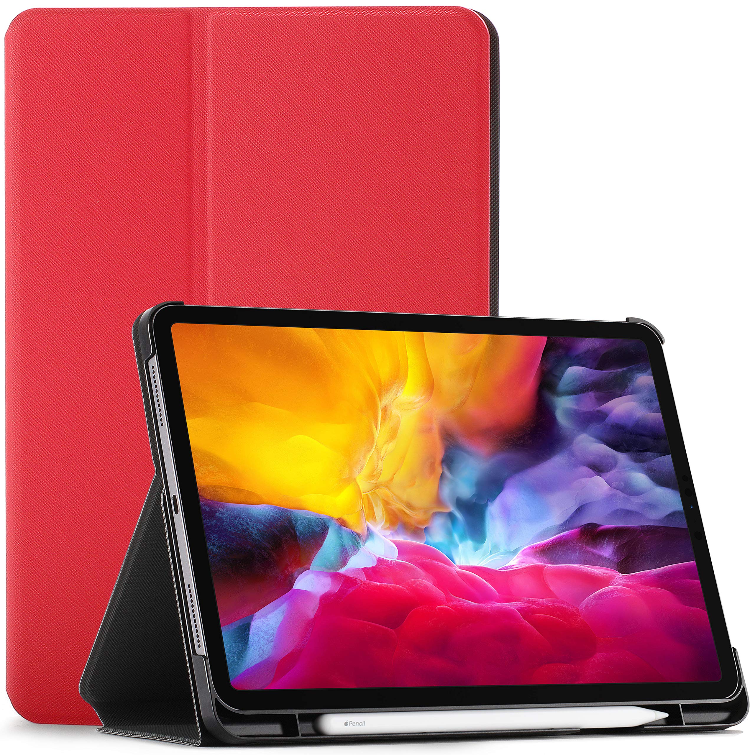 FOREFRONT CASES FC Cover for iPad Pro 11 2020 - Protective Apple iPad Pro 11 Case Stand with Pencil Holder - Red - Slim, Smart Auto Sleep-Wake, iPad Pro 11-inch 2020 (2nd Generation) Case, Cover
