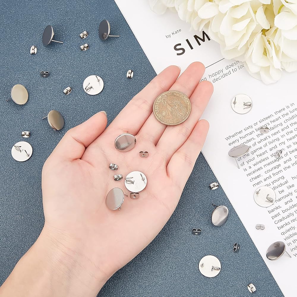 DICOSMETIC 40 Pz 2 Pezzi Orecchini A Bottone In Legno Di Noce Stile Set Di Orecchini A Bottone In Legno Rotondo Piatto Set Di Orecchini A Bottone