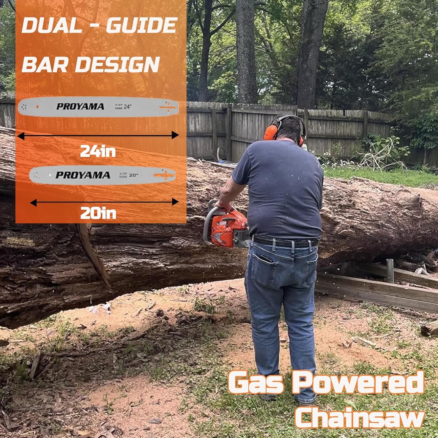 PROYAMA PCS68 Gas Powered Chainsaw, 68CC 2 - Cycle Powerful Chain Saw, 20 Inch 24 Inch Guide Bar, Outdoor Cordless Chainsaw, Gasoline Wood Cutting Machine for Cutting Forest Wood Garden Trimming Tools