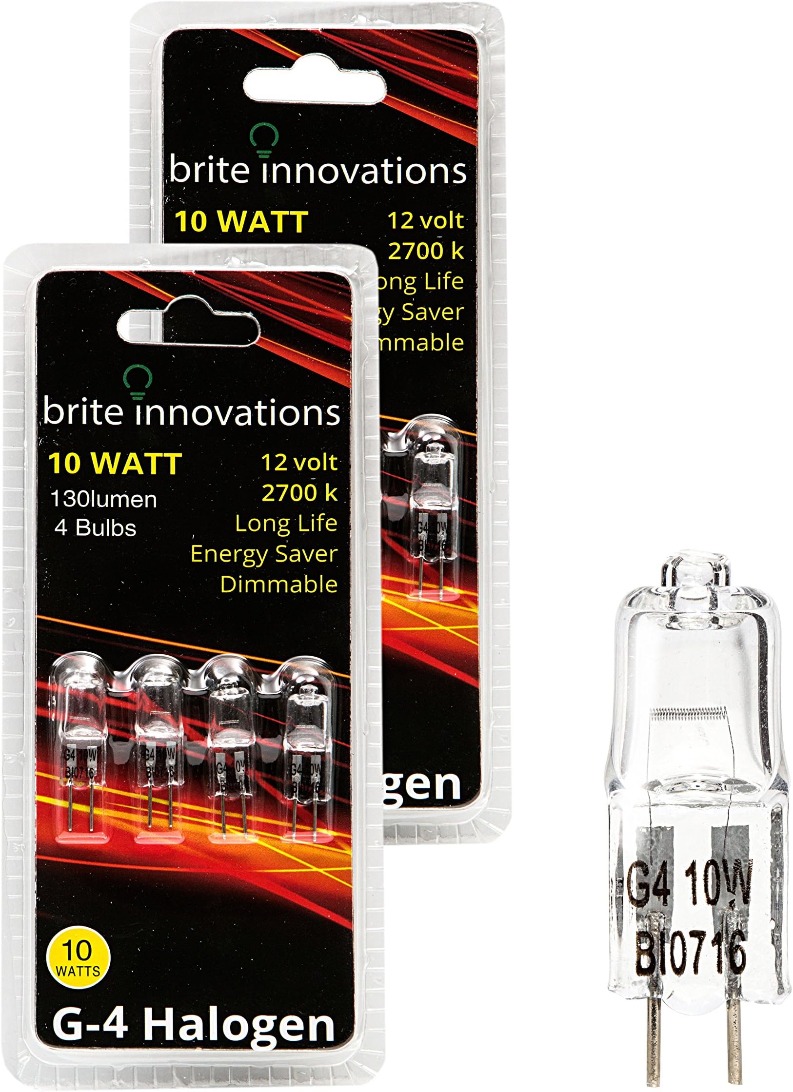 G4 Halogen Bulb, 10 Watt (8 Pack) Dimmable Soft White 2700K -12V-Bi Pin -, T3 JC Type, Clear Light Bulb