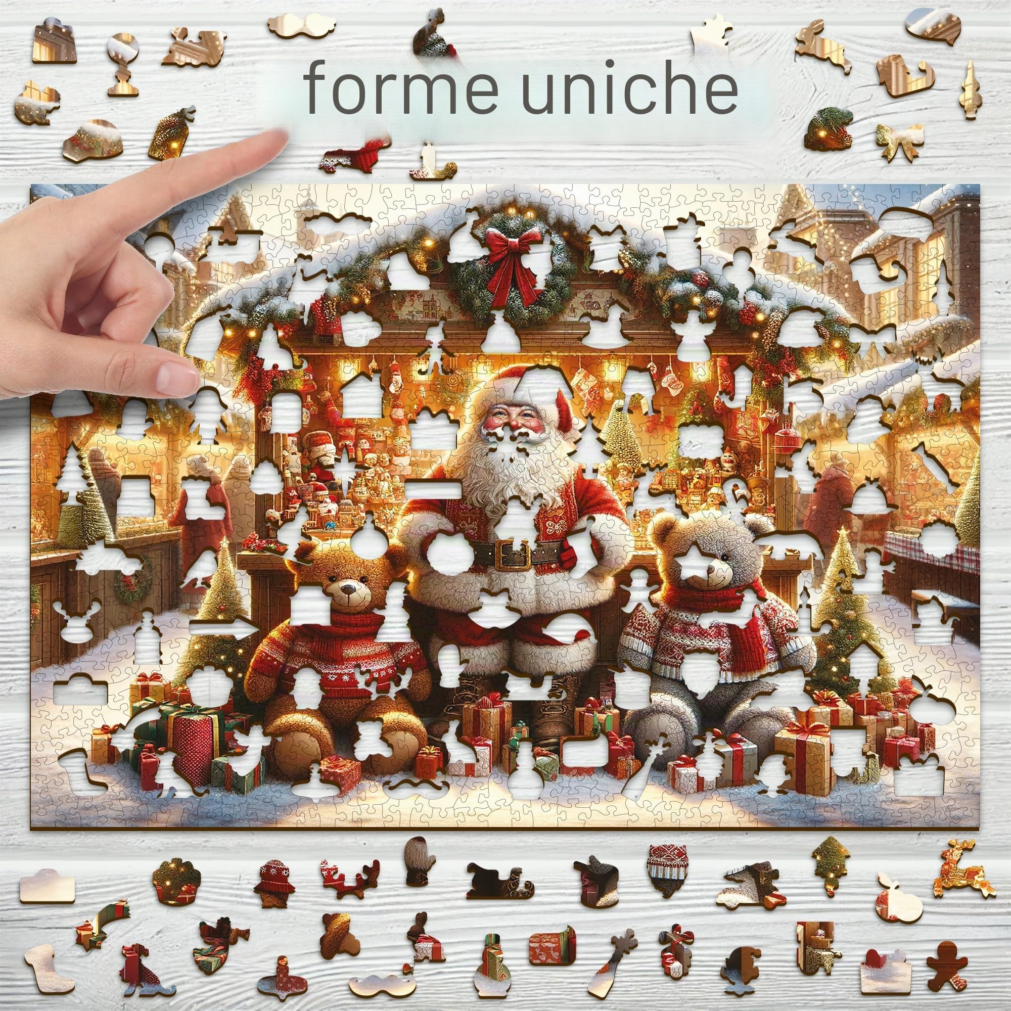 WOODEN.CITY Puzzle natalizio in legno da 1000 pezzi con 100 statuette uniche – Mercatino di Natale – 54 x 39,4 cm, realizzato in UE