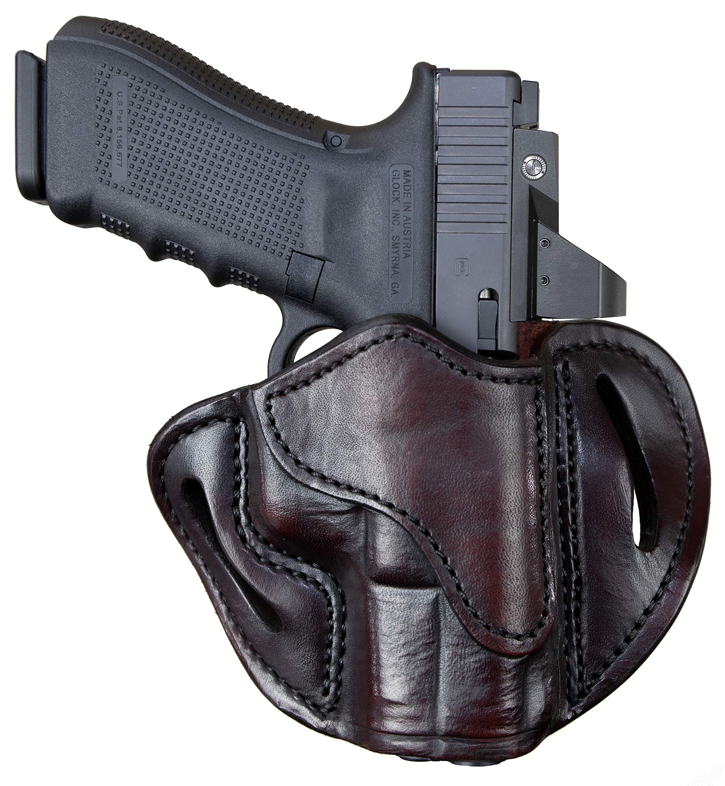 1791 GUNLEATHER Optic Ready Holster - OWB CCW G19 Leather Gun Holster for Belts - Right Handed - Compatible with Glock 19, 23, 27, Springfield XDS