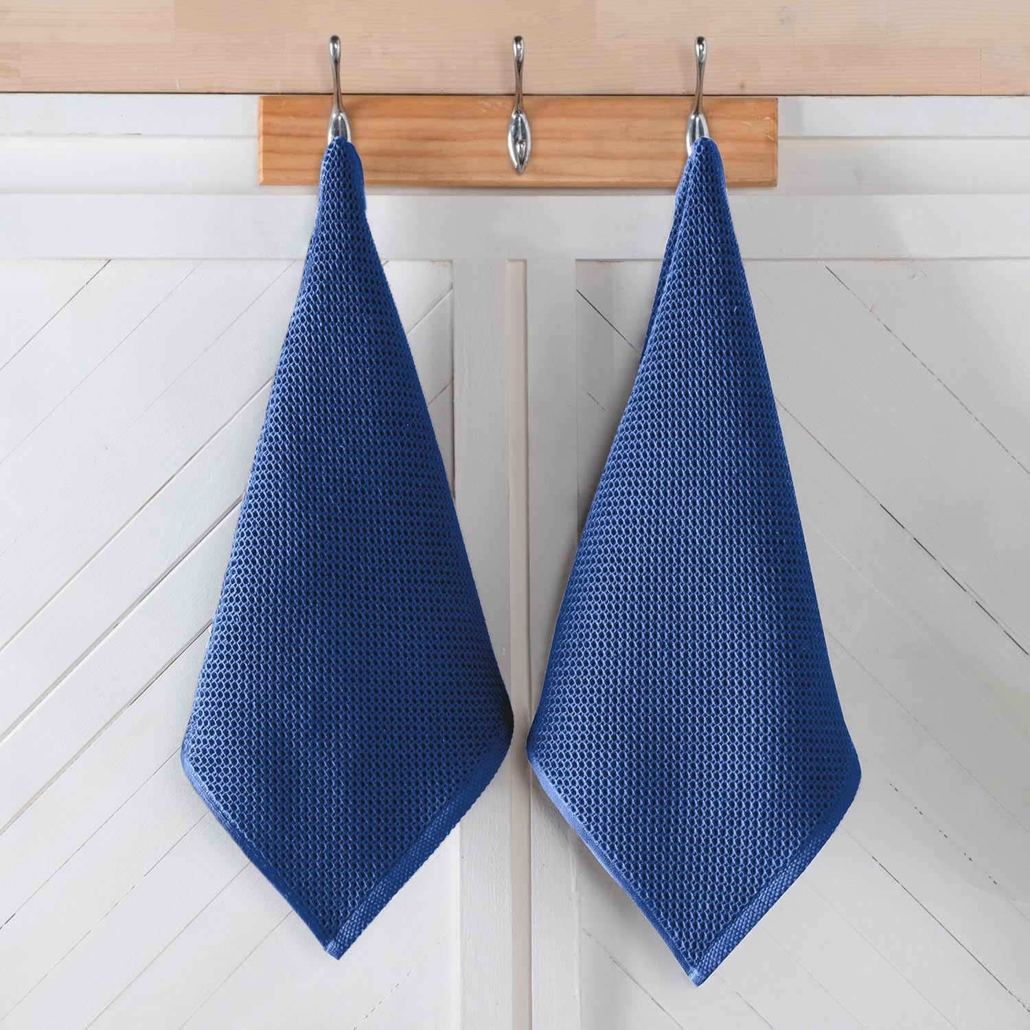 Elegant Comfort 100% Turkish Cotton 6-Pack Waffle Premium Kitchen Towels - Quick Drying and Super Absorbent Kitchen Dishcloth Towels, Ultra Soft Multi-Purpose Cleaning Towels, 16 x 25, Navy