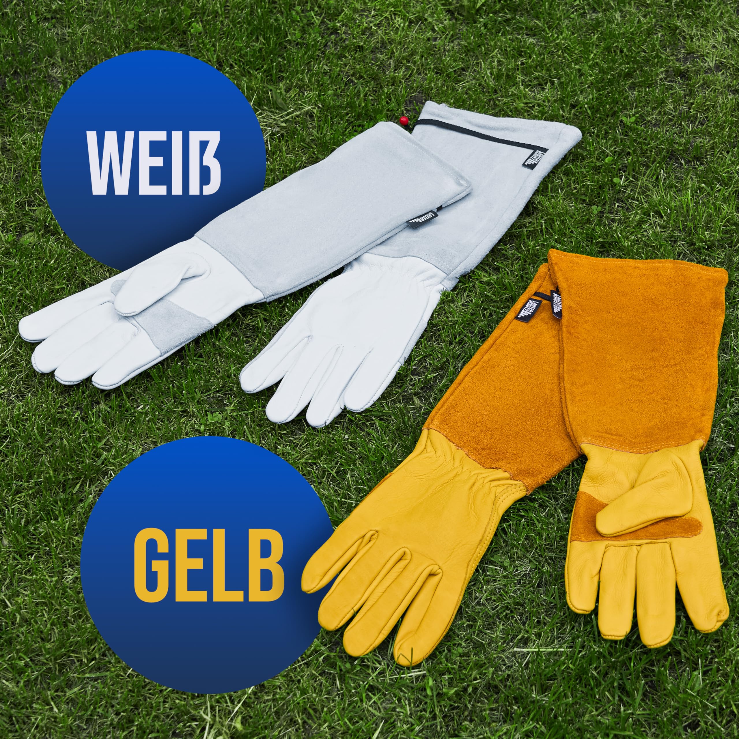 LAUTER SCHUTZ ® Gants en cuir de vachette anti-épines - Avec couture arrière pour une liberté de mouvement et un confort (L, blanc)