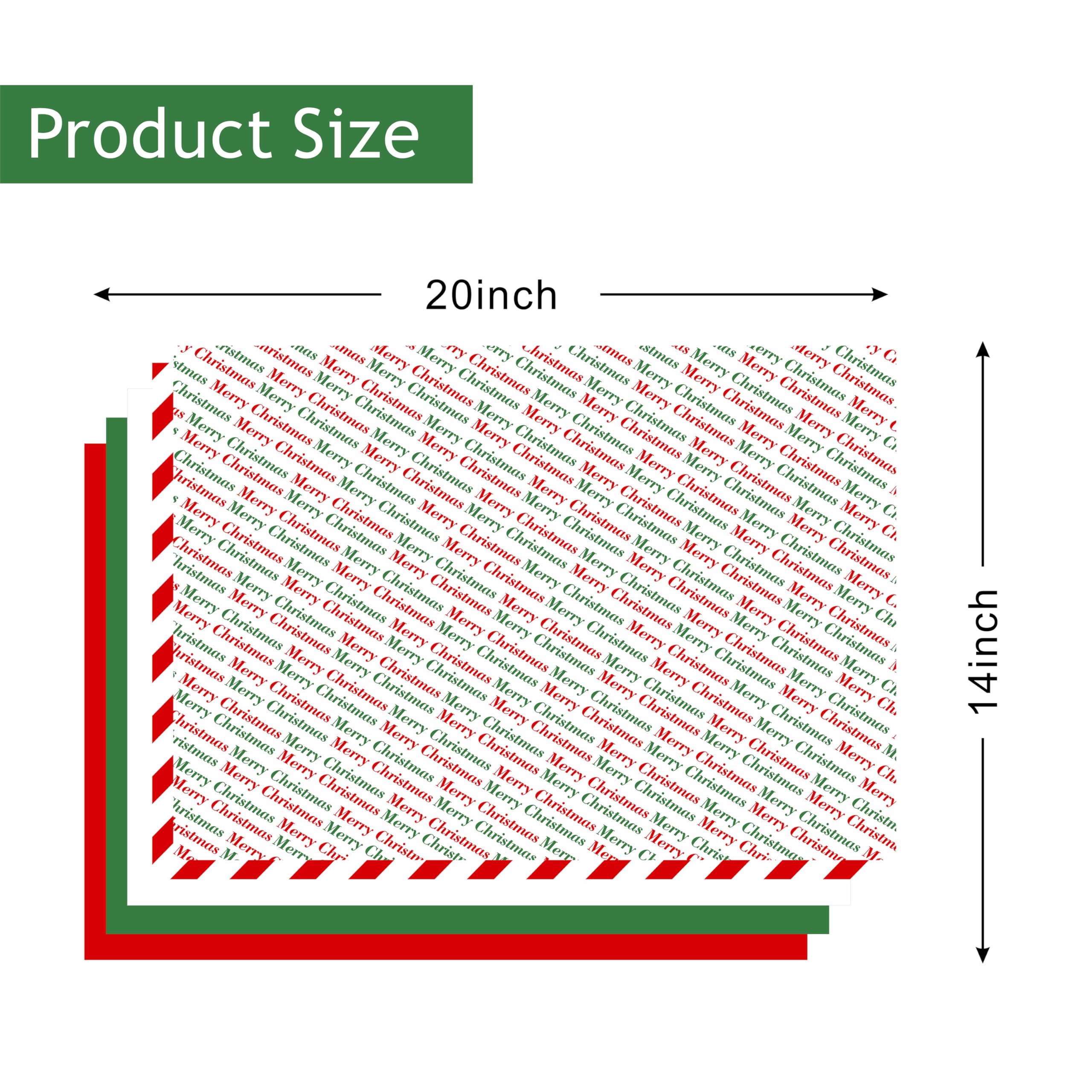 Bobobag 150 arkuszy 50 x 35 cm, Boże Narodzenie, bibułka, do torebek na prezenty, dekoracja imprezowa, czerwony, zielony, biały, czerwony pasek, choinka, papier do pakowania wesołych świąt