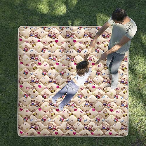 Miniatura 7 de Tapete de juego de espuma de alta densidad para bebé, 50 x 50 pulgadas de grosor, cómodo y suave, antideslizante, lavable a máquina, tapete para