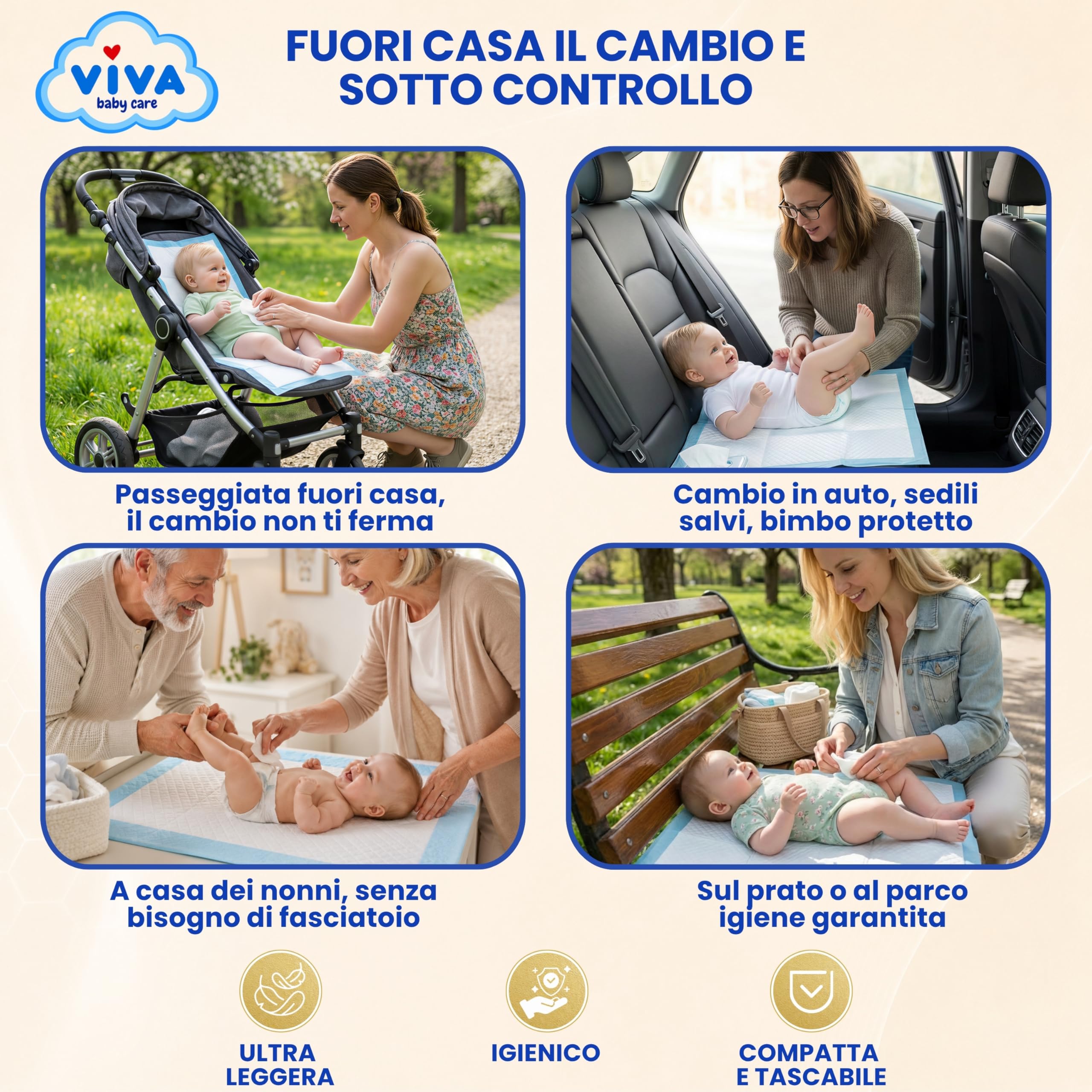 Traversine Neonato Monouso 100 Pezzi 45x33cm con Borsa PVC Inclusa, Impermeabili e Assorbenti, OEKO-TEX® per Cambio Pannolino Lettino e Fuori Casa, Traversine Neonato Fasciatoio