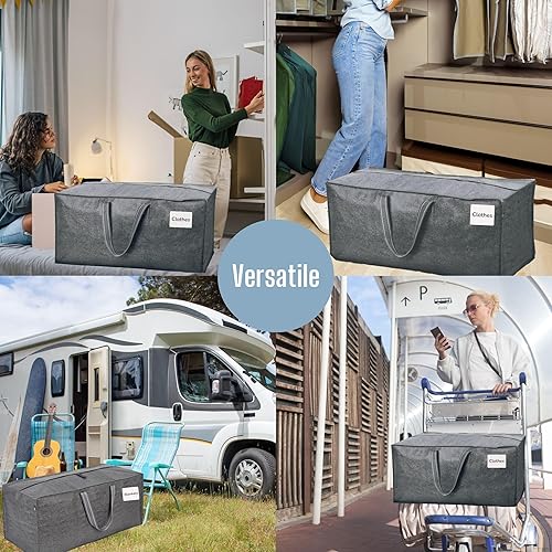 Miniatura 6 de VENO - Bolsas de mudanza, con correas de mochila, cajas de almacenamiento universitario, con tapas, resistentes, extragrandes, asas resistentes,