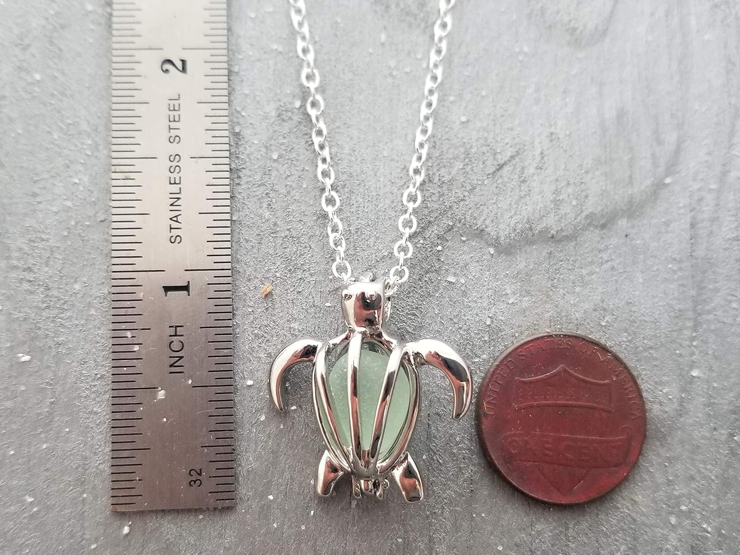 Hawaii Jewelry, a piece of random color natural sea glass, Precious Hawaiian sea Turtle wish locket necklace, (Hawaii Gift Wrapped)