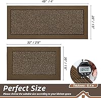 Vista 2 de BEQHAUSE Juego de 2 alfombras y tapetes de cocina antideslizantes para piso, absorbentes y resistentes a las manchas, lavables a máquina, para Marrón