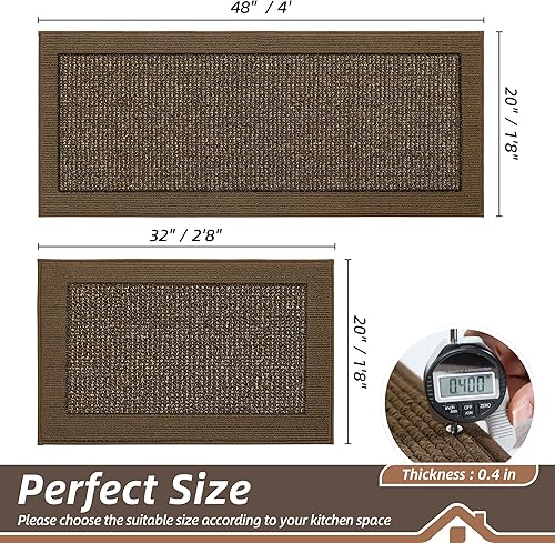 Miniatura 2 de BEQHAUSE Juego de 2 alfombras y tapetes de cocina antideslizantes para piso, absorbentes y resistentes a las manchas, lavables a máquina, para
