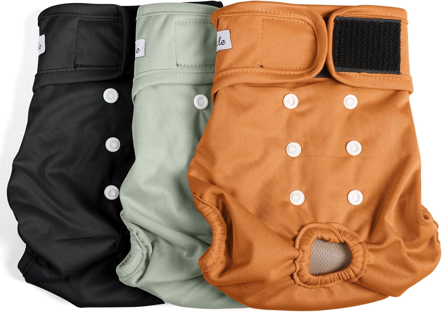 Female Dog Diapers - Premium Reusable Diapers for Doggie in Heat - Highly Absorbent Dog Diapers Female for Pet Incontinence with Adjustable Snaps Brown Black, M Medium (12”-15“Waist? coffee&black&gery