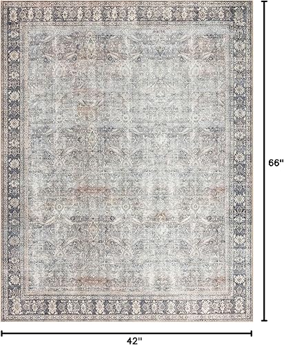 Miniatura 2 de Loloi II colección Wynter WYN-07 - Alfombra decorativa tradicional de 3 pies 6 pulgadas x 5 pies 6 pulgadas, color gris y carbón